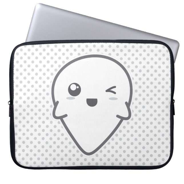 Funda Para Portátil Kawaii Winking Ghost Laptop Sleeve (Frente)