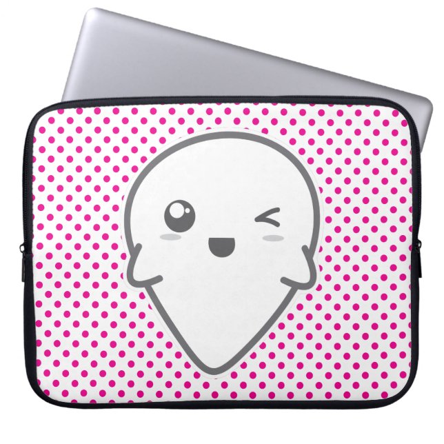 Funda Para Portátil Kawaii Winking Ghost Laptop Sleeve (Frente)
