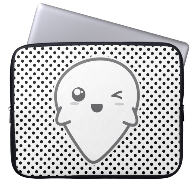 Funda Para Portátil Kawaii Winking Ghost Laptop Sleeve (Frente)
