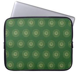 Funda Para Portátil Kelly Green | Golden Zinnia Flower Medallions