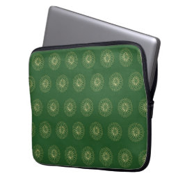 Funda Para Portátil Kelly Green | Golden Zinnia Flower Medallions