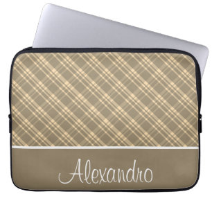 Funda Para Portátil Khaki Green Y Tan Plaid