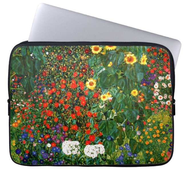 Funda Para Portátil Klimt - Jardín de granja con girasoles (Frente)