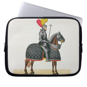 Funda Para Portátil Knight en la armadura en su caballo, placa 'de un