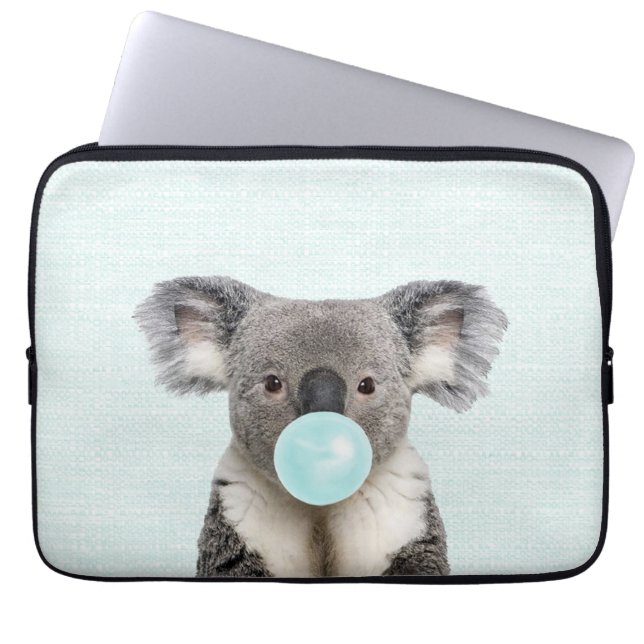 Funda Para Portátil Koala luciendo un chicle azul (Frente)