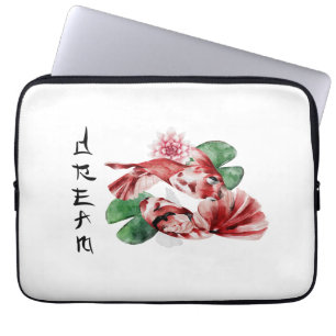 Funda Para Portátil Koi Fish Estilo Japonés Script Arte Oriental