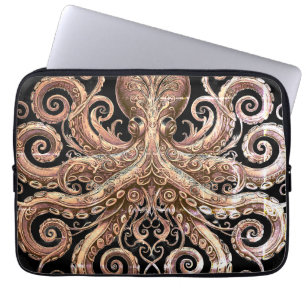 Funda Para Portátil Kraken Steampunk Octopus Ornate Gold y Black