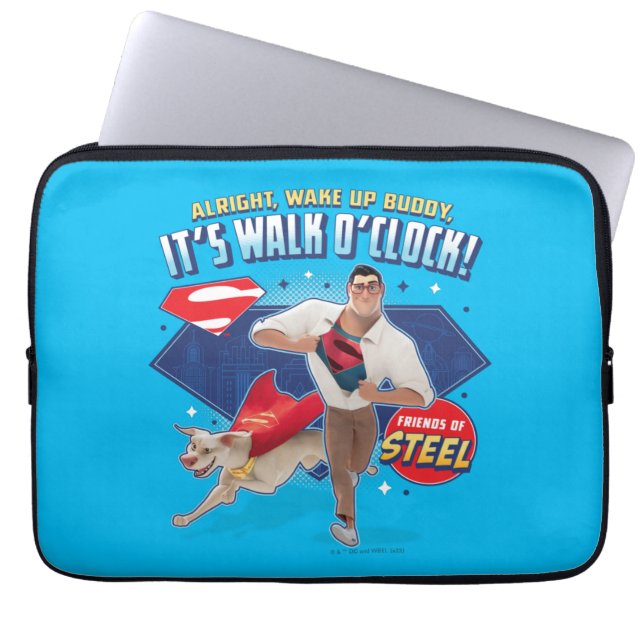 Funda Para Portátil Krypto y Superman - ¡Es Walk O'Clock! (Frente)