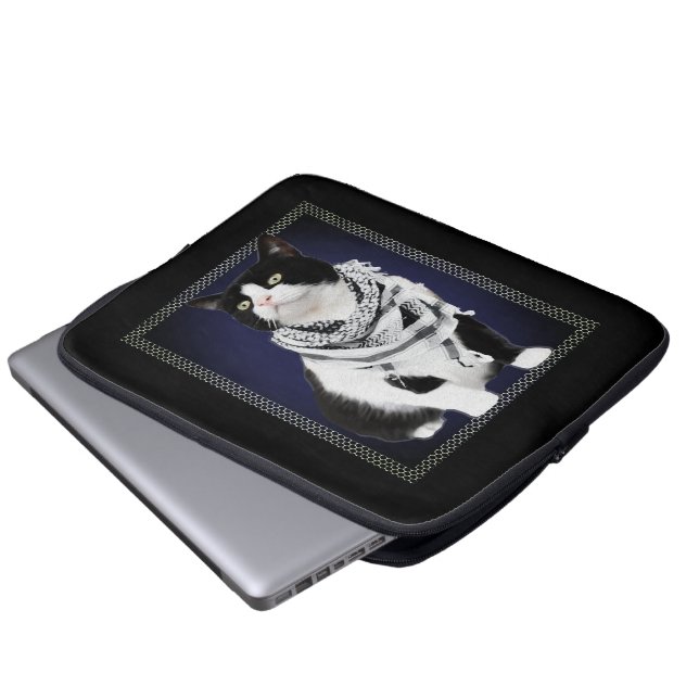 Funda Para Portátil Kufiya palestino tradicional lleva gato (Inferior anverso)
