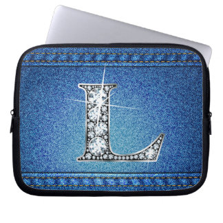 Funda Para Portátil L Faux "Diamond" Denim Stitling Electronics Bag