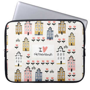 Funda Para Portátil La arquitectura de la ciudad de Ámsterdam bici tul