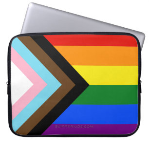 Funda Para Portátil La bandera del orgullo progresista de SlipperyJoe'