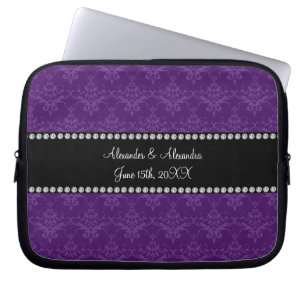 Funda Para Portátil La boda favorece el damasco púrpura