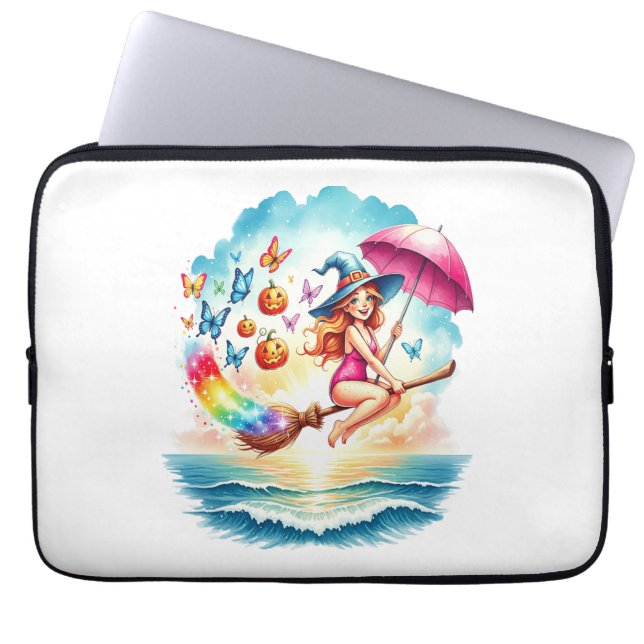Funda Para Portátil La bruja de la sirena de Halloween en la habitació (Frente)