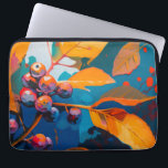 Funda Para Portátil La caída deja el aceite pintado. Resumen follaje o<br><div class="desc">Hojas de otoño y manga para portátil rowan berry. Resumen de la naturaleza moderna del otoño de aceite pintado de arte en colores naranjas amarillos azules.</div>