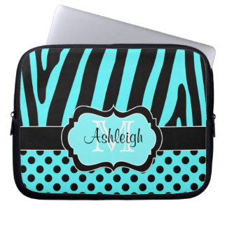 Funda Para Portátil La cebra negra de la aguamarina raya la caja del