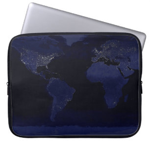 Funda Para Portátil La ciudad del Mapa Mundial de la Tierra se ilumina