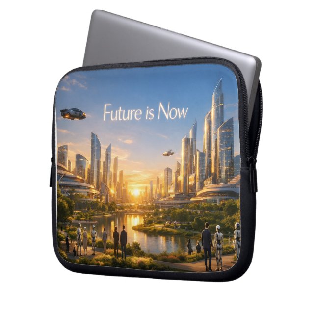 Funda Para Portátil La Ciudad Inteligente del Futuro (Anverso izquierdo)