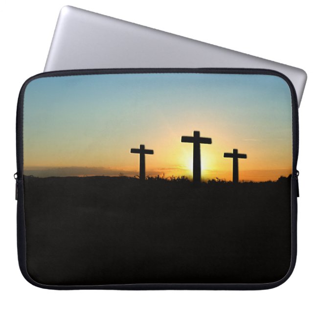 Funda Para Portátil La crucifixión cruza al atardecer (Frente)