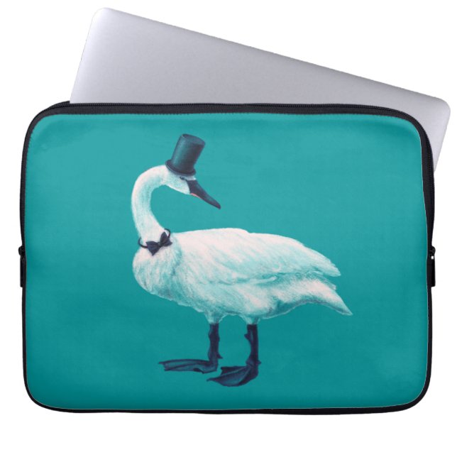 Funda Para Portátil La divertida observación de aves en Swan (Frente)