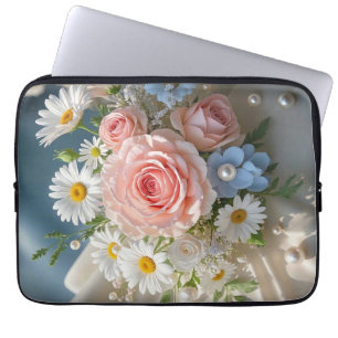 Funda Para Portátil La elegancia floral eterna se encuentra con el rom