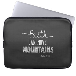 Funda Para Portátil La fe puede mover montañas Diseño blanco y negro