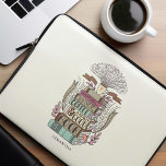 Funda Para Portátil La felicidad es café y libros personalizados<br><div class="desc">Diseño personalizado que incluye un ilustracion a mano de una pila de libros y una taza de café. Perfecto para los amantes del café.</div>