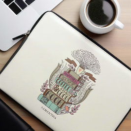 Funda Para Portátil La felicidad es café y libros personalizados