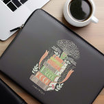 Funda Para Portátil La felicidad es café y libros personalizados<br><div class="desc">Diseño personalizado que incluye un ilustracion a mano de una pila de libros y una taza de café. Perfecto para los amantes del café.</div>