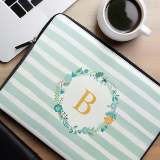 Funda Para Portátil La flor dorada Aqua y Amarilla