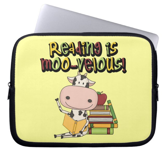 Funda Para Portátil La lectura es MOO-velous (Frente)