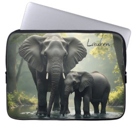 Funda Para Portátil La mamá y el bebé elefante personalizados