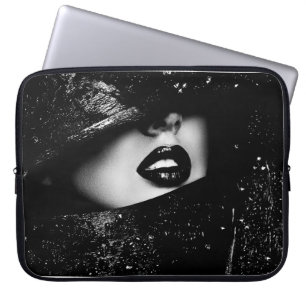 Funda Para Portátil La mujer sensual monocroma labios en el marco negr