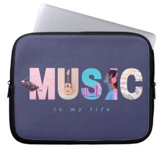 Funda Para Portátil La Música Es Mi Vida Retro Y2K Tech Gamer Púrpura