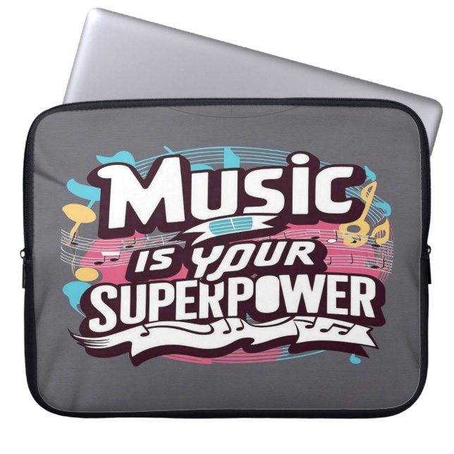 Funda Para Portátil La Música es tu Superpoder (Frente)