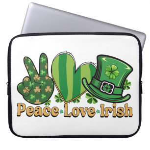 FUNDA PARA PORTÁTIL LA PAZ VERDE Y ORO AMAN A IRLANDA DICIENDO