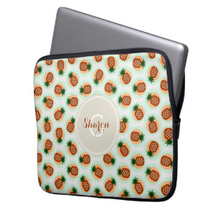 Funda Para Portátil La piña marrón y de la menta retra modela el