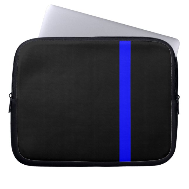 Funda Para Portátil La simbólica delgada línea azul vertical negra (Frente)