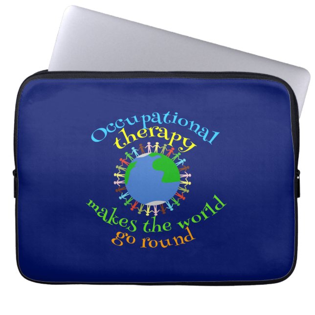 Funda Para Portátil La terapia ocupacional hace que el mundo gire (Frente)
