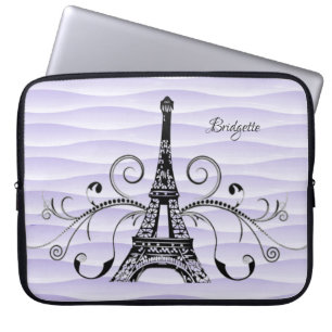 Funda Para Portátil La Torre Eiffel Púrpura Flourie Portátil Sleeve