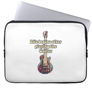 Funda Para Portátil La vida comienza después de tocar la guitarra. col