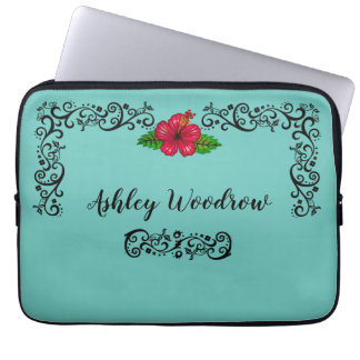 Funda Para Portátil La vida es hermosa etiqueta de equipaje de Hibiscu