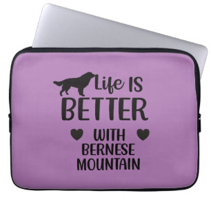 Funda Para Portátil La vida es mejor con el perro bernese, Bernese Lov