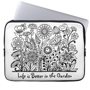 Funda Para Portátil La vida es mejor en la impresión florística de los