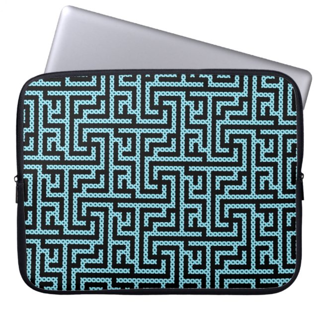 Funda Para Portátil Laberinto azul y negro (Frente)