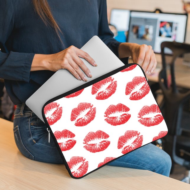 Funda Para Portátil Labios Rojos, Patrón De Labios, Labios Rojos, Beso (Subido por el creador)