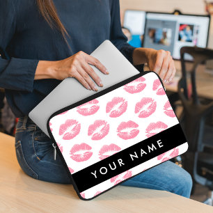 Funda Para Portátil Labios rosados, besos, pintalabios, tu nombre, per