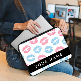 Funda Para Portátil Labios rosados, labios azules, besos, tu nombre, p