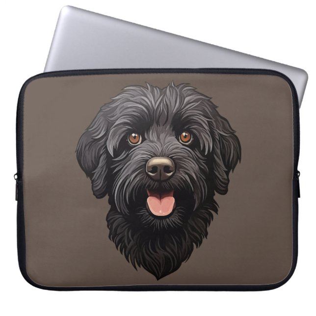 Funda Para Portátil Labradoodle Perro Negro (Frente)