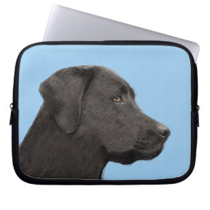 Funda Para Portátil Labrador recuperador pintura negra original de per